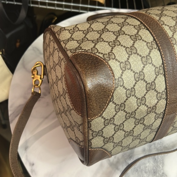 Vintage Gucci | GG Monogram Weekender Duffle Boston Bag w/ Built-In Lock - Picture 13 of 17